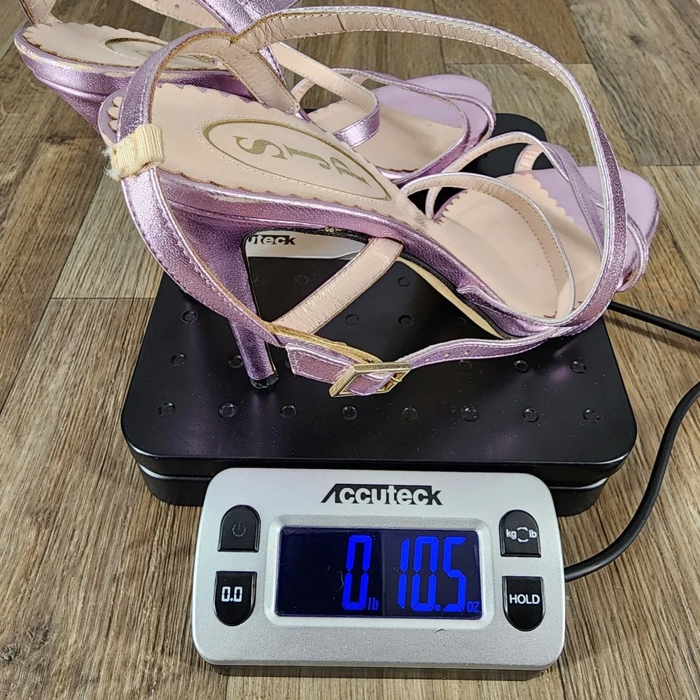SJP by Sarah Jessica‎ Parker Metallic Lavender Heels Strappy Sandals Shoes 37.5